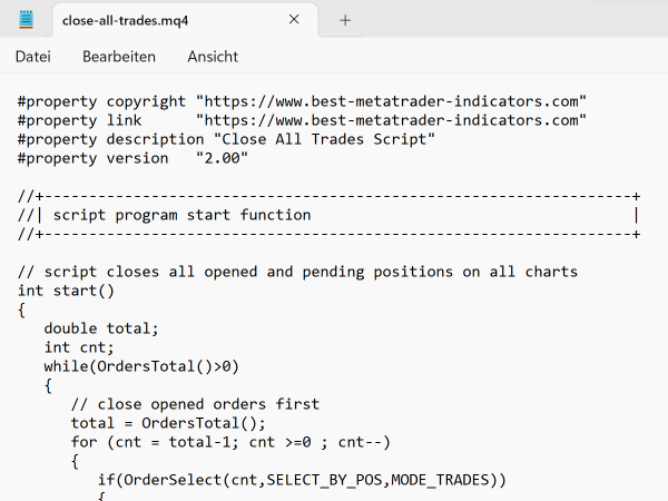 Close All Trades Custom Script