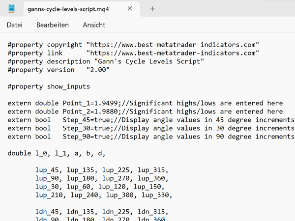 Gann's Cycle Levels Custom Script