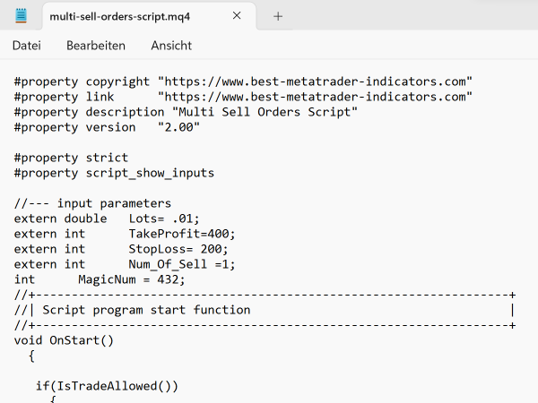 Multi Sell Orders Custom Script