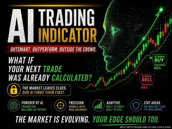 AI Trading Indicator predicting forex market breakout with advanced buy and sell signals before major price movements