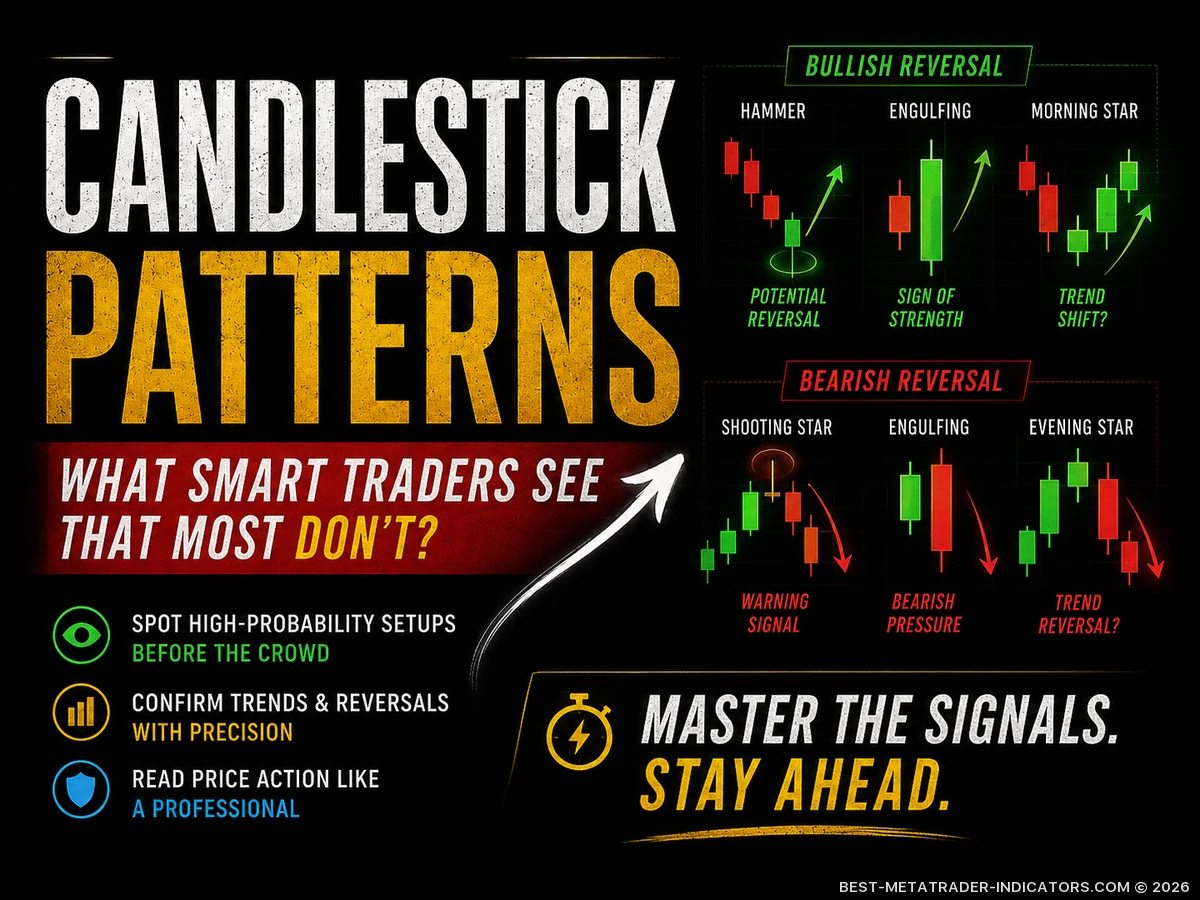 Premium “Candlestick Patterns” cover image with bullish and bearish reversal charts teasing hidden market signals traders often miss