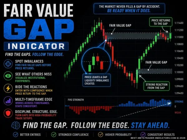 Premium Fair Value Gap Indicator chart showing liquidity imbalance zones and precision entry opportunities