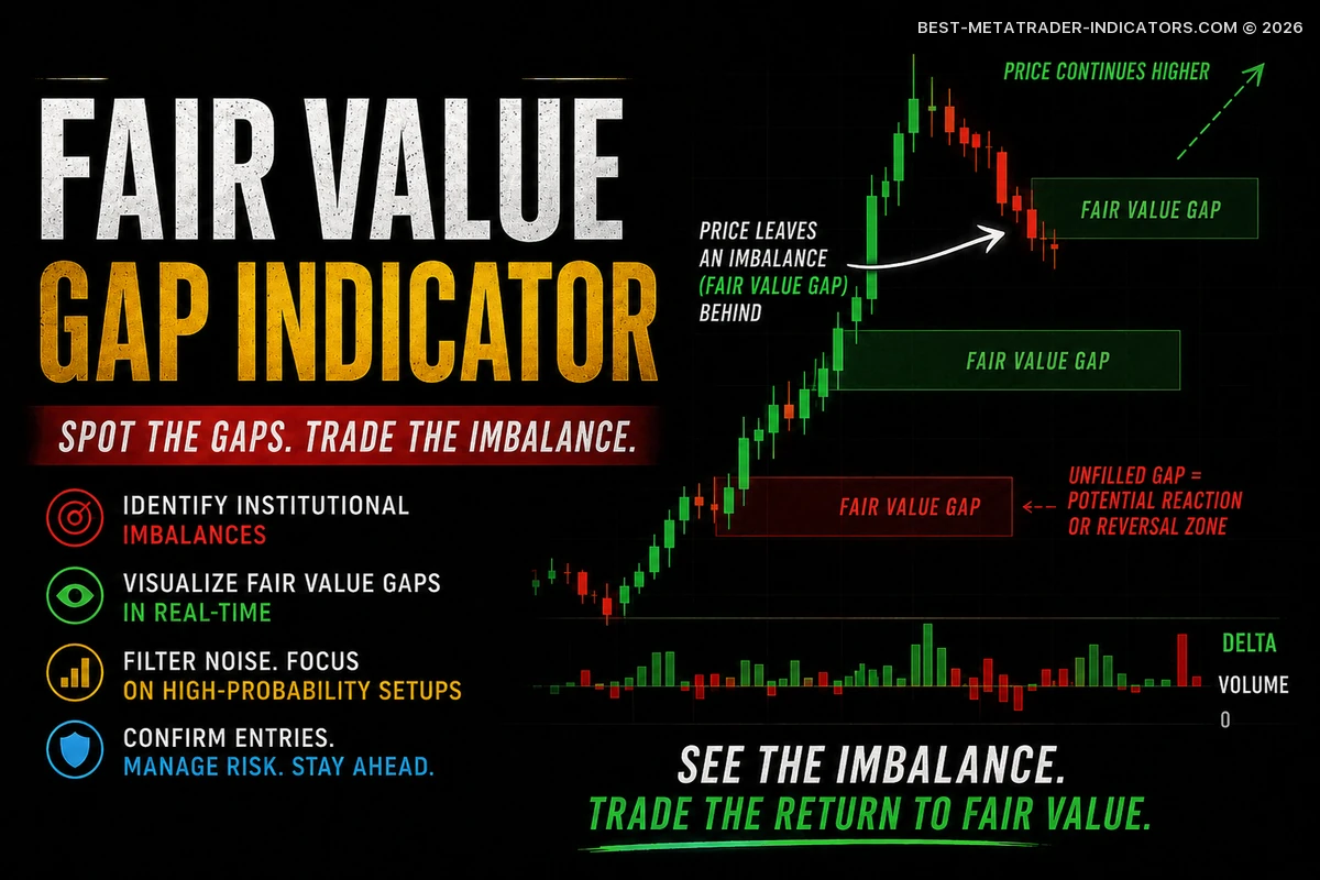 Fair Value Gap indicator highlighting imbalance zones on a Forex trading chart