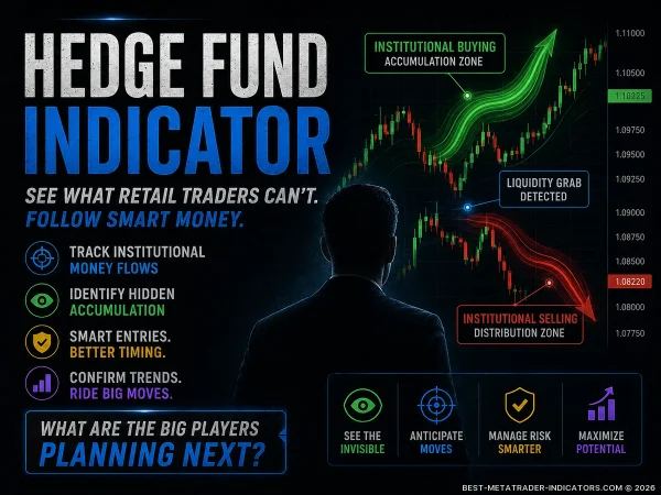 Hedge Fund Indicator revealing hidden institutional accumulation and smart money liquidity movements before a major forex breakout