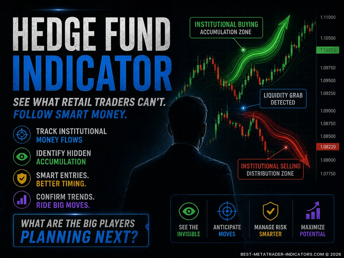 Hedge Fund Indicator revealing hidden institutional accumulation and smart money liquidity movements before a major forex breakout