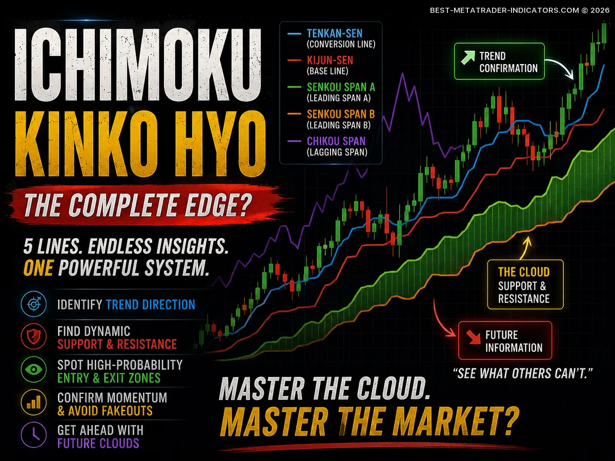 Professional Ichimoku Kinko Hyo trading chart revealing hidden trend direction, momentum strength and cloud-based breakout signals
