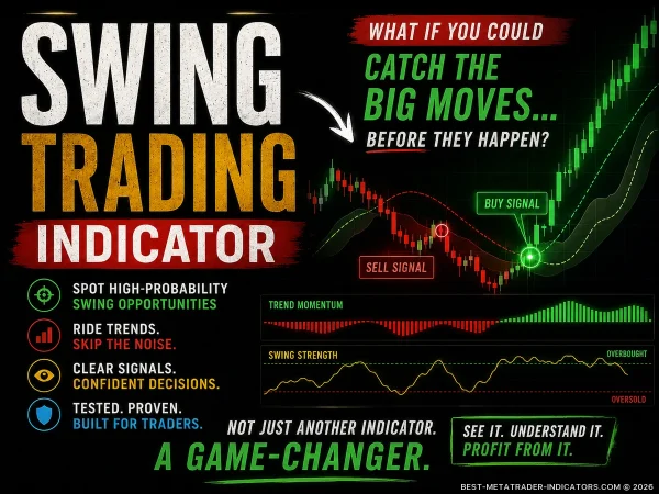Professional Forex chart using a Swing Trading Indicator to identify hidden breakout opportunities